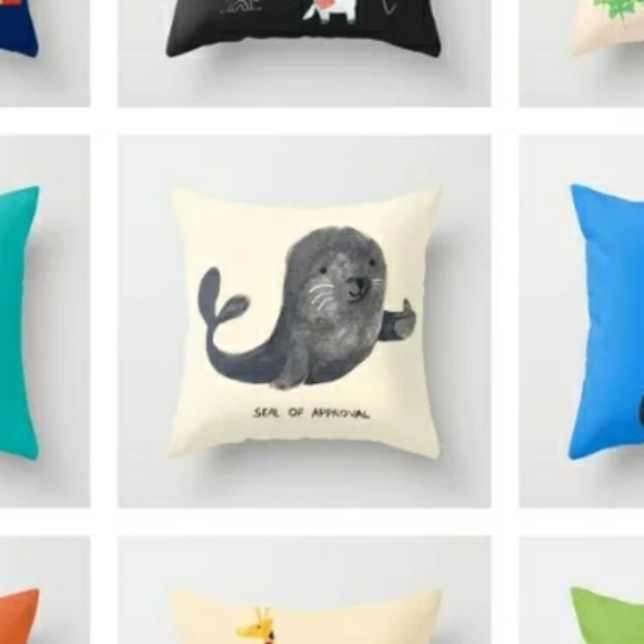 Sea Creatures  SEAL OF APPROVAL Pillow Cover - Picture 2 of 2